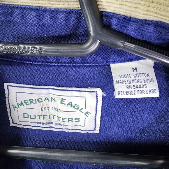 Mens Blue American Eagle Outfitters Shirt Corduroy Collar Button Down Size M - Picture 3 of 7
